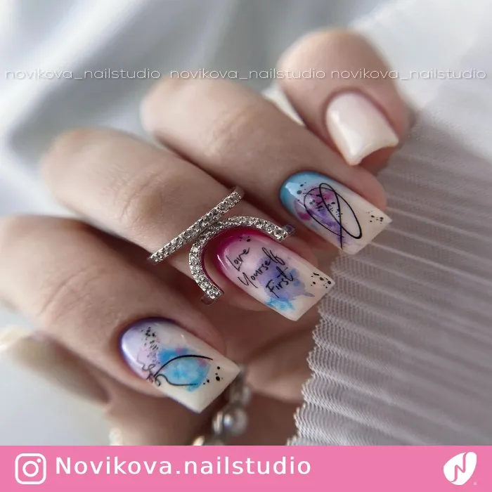 Motivational Watercolor Nails